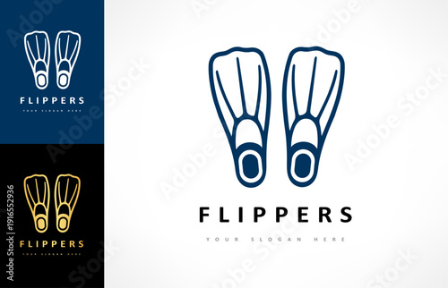Flippers logo vector. Diving design.