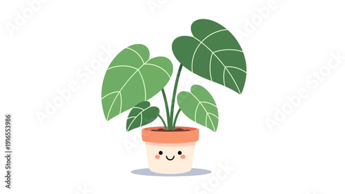 Cute smiling potted houseplant vector illustration