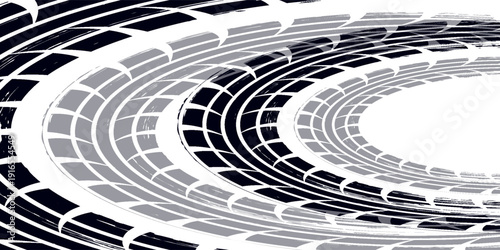 Black tire marks on road, Black rubber tire marks and tread marks, Tire trace track wheels texture and background, Auto tire tread grunge. Eps10