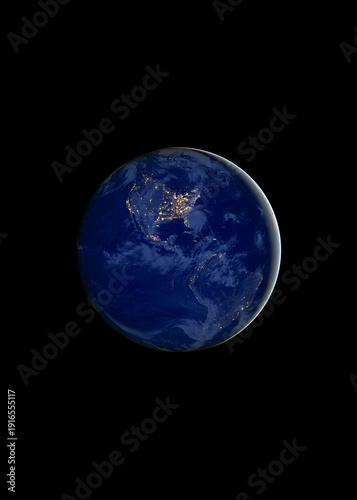 Earth At Night View Of North And South America City Lights. Elements of this image furnished by NASA.