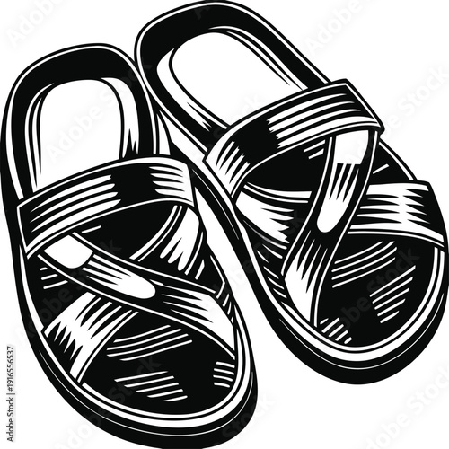 Vector illustration of black sandals