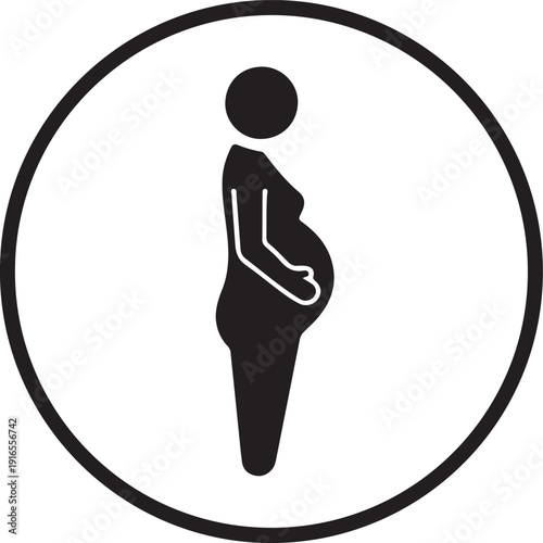 Pregnant woman icon showing maternal health and fertility symbol in a circle