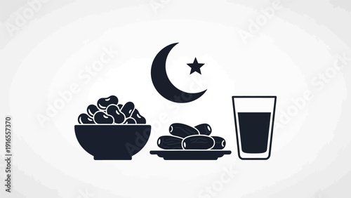 Ramadan Food and Drink Icons.