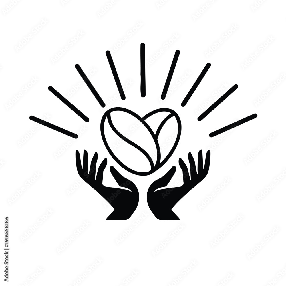 Fototapeta premium Vector logo coffee with hand 