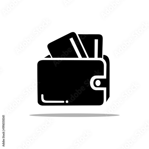 Vector icon template of wallet containing cards on white background.
