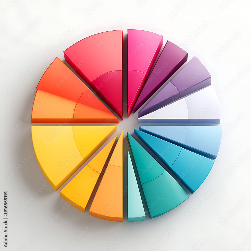 Obraz premium Colorful circular wedge arrangement displaying a spectrum of hues