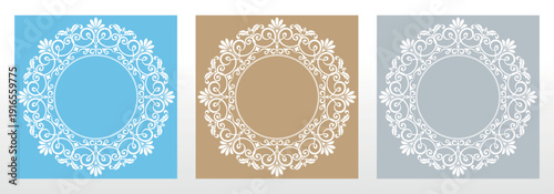 Set of decorative frames Elegant vector element for design in Eastern style, place for text. Floral colored frames. Lace illustration for invitations and greeting cards
