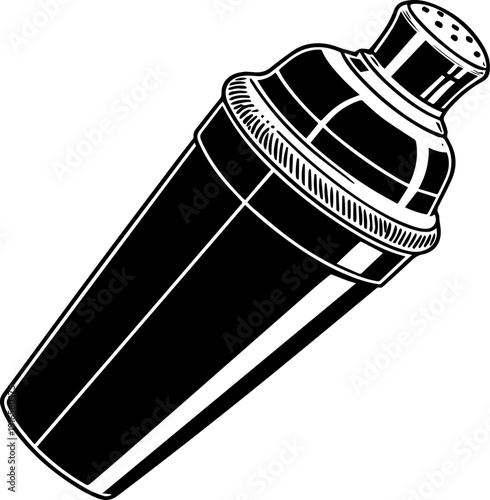 Classic Bar Cocktail Shaker Vector Illustration Isolated Black and White