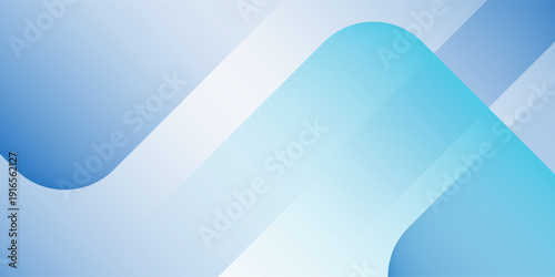 White modern abstract wide banner with blue line and geometric shapes.