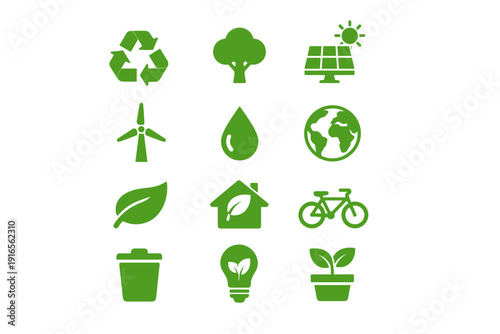 Collection of green environmental protection icons