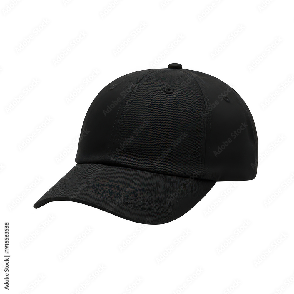 Fototapeta premium Simple black baseball cap isolated on transparent background