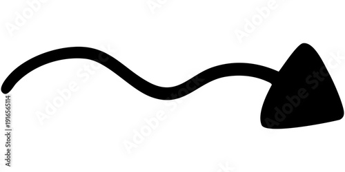 塗りつぶし一本線の手書き矢印のイラスト7（黒）