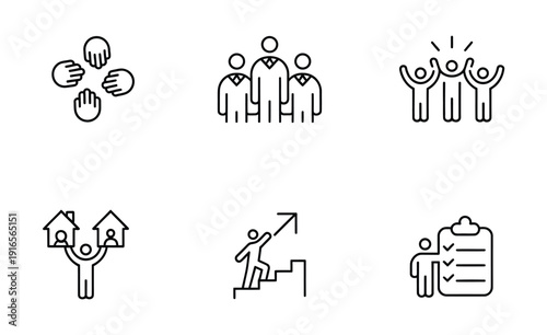 Vector depicting collaboration and teamwork with symbolic icons