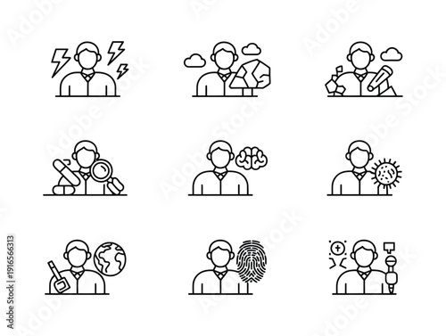 Vector of professionals in various scientific and technical fields