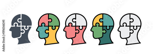 Colorful Puzzle Piece Human Heads