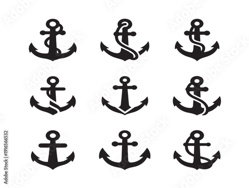 Elegant maritime anchor silhouette in stunning minimalist style