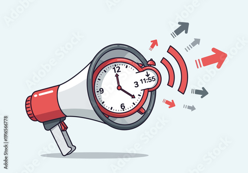 Megaphone Alarm Clock Illustration.