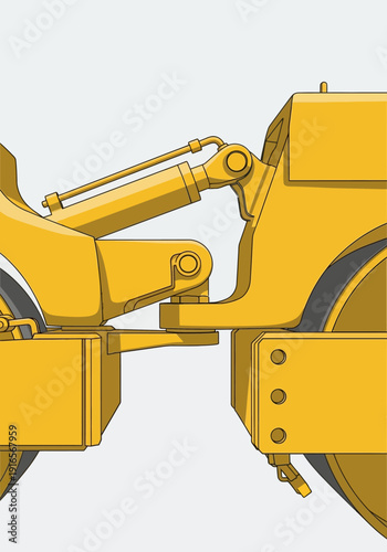 Yellow Steamroller Machine Construction Vehicle Illustration.
