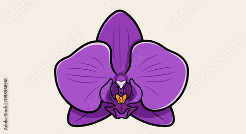 Beautiful Purple Orchid Flower Illustration Isolated.