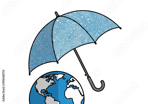 Blue Umbrella Protecting Planet Earth from Harm.