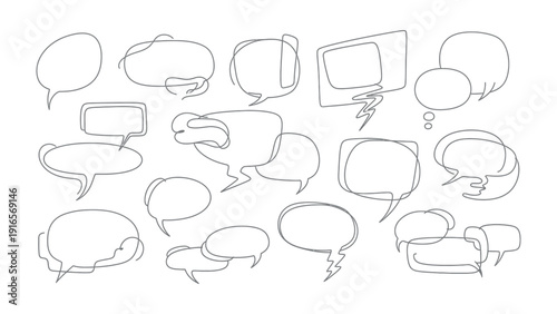 Communication Balloons Collection: A collection of various outline of speech bubbles, perfect for visual representations of ideas, thoughts, conversations and communications.