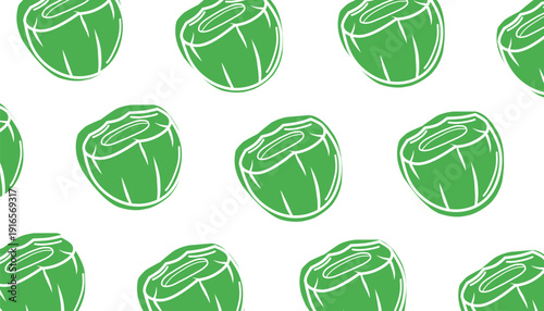 Coconut Seamless Pattern Design. Hand Drawn Tropical Fruit Illustration.Organic Summer Repeating Motif. Minimal Flat Vector Background.
Packaging Textile Wallpaper Use.