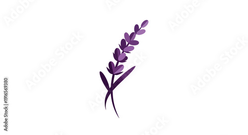 Delicate watercolor illustration of a single lavender sprig.