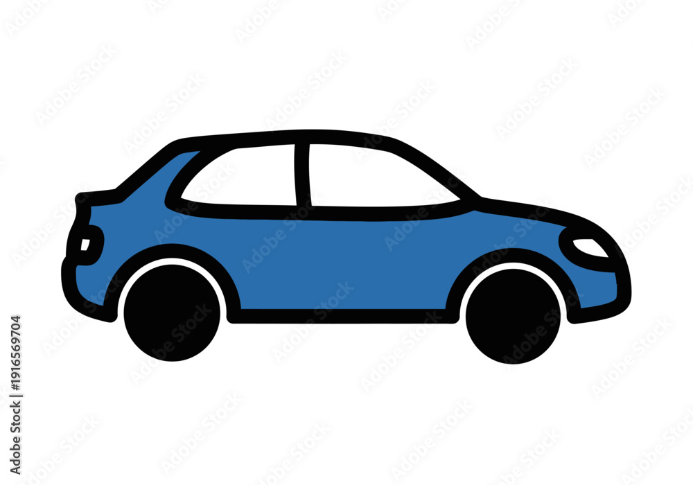 Fototapeta premium Simple Blue Car Icon Vector Illustration.