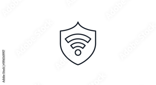 Secure wi fi icon shield protecting wireless network connectivity
