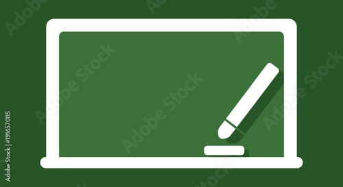 Green chalkboard with chalk and eraser learning and education concept