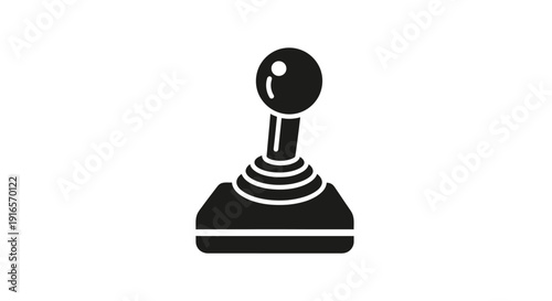 Black and white arcade joystick icon isolated on white background