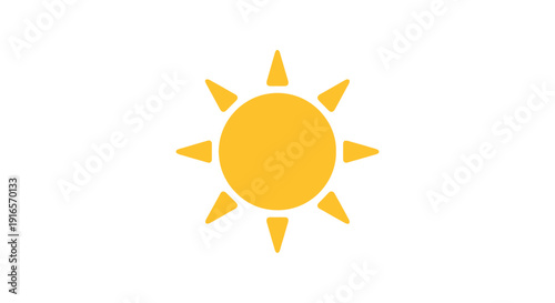 Bright yellow sun symbol on white background for weather forecast