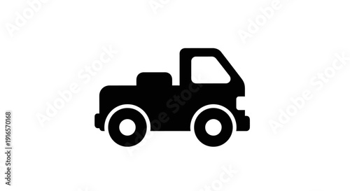 Black pickup truck silhouette isolated on white background transportation