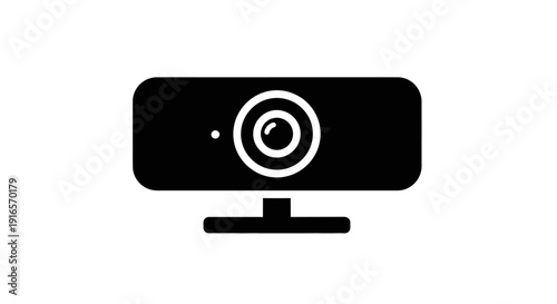 Modern webcam icon simple black silhouette for digital communication
