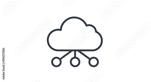Cloud computing illustration with interconnected circles on a white background