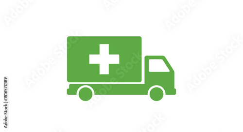Green ambulance illustration on white background for medical healthcare concept