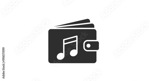Music wallet icon graphic representation for digital audio purchasing