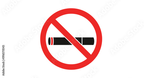 No smoking symbol with red circle and cigarette silhouette on white