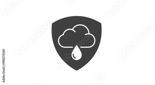 Cloud and raindrop shield symbol vector illustration on white background