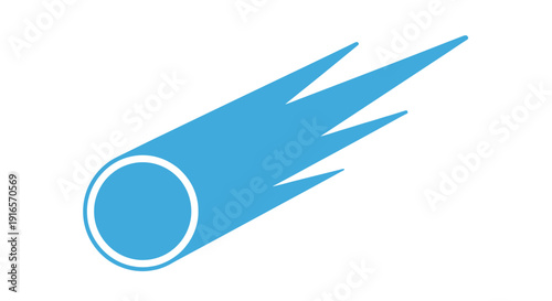 Stylized blue comet icon vector illustration against white background