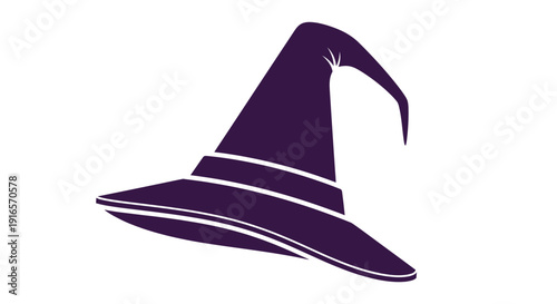 Stylized witch hat silhouette against white background for festive designs