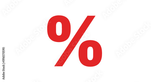 Bold red percentage symbol against a clean white background