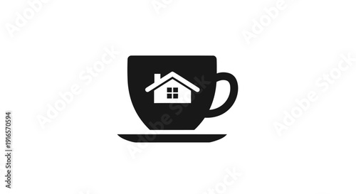 House icon inside coffee cup symbolizing home business or real estate