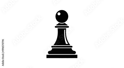 Isolated black chess pawn on white background for strategy and game concepts