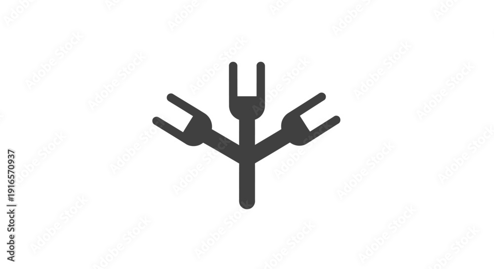 Obraz premium Abstract illustration of three forks radiating from a central stem in a simple style