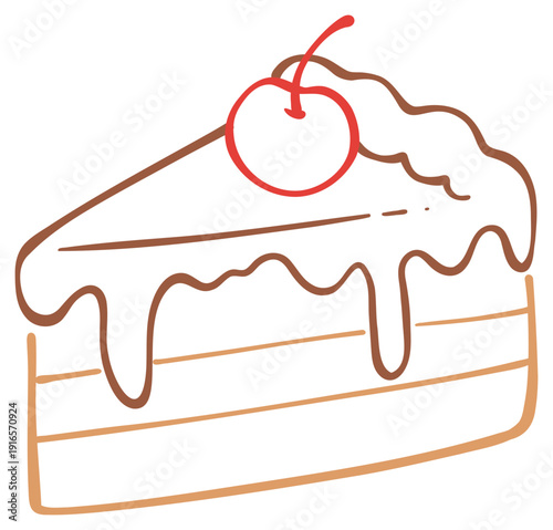 Illustration of Cherry Cheesecake Slice