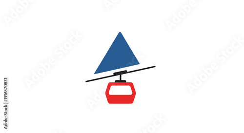 Abstract illustration of a cable car and a sail against a white background