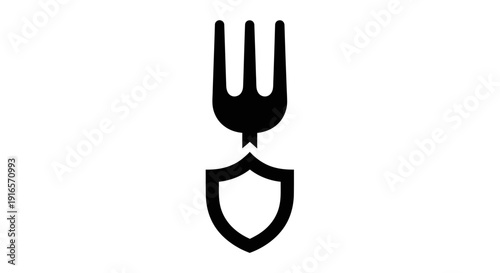 Black and white fork shield symbol representing quality assurance