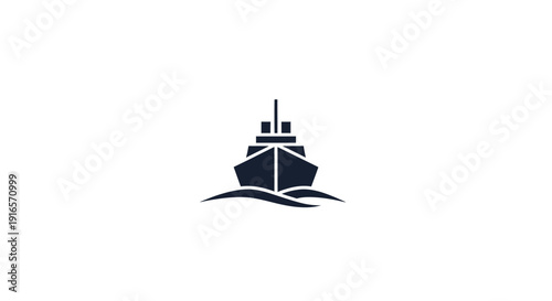 Minimalist navy ship icon on white background suitable for various applications