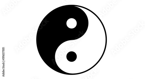 Yin yang symbol on white background representing balance and harmony